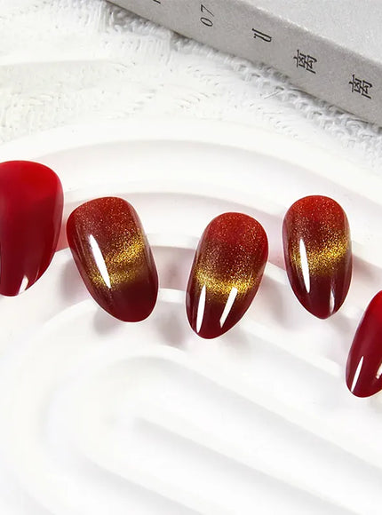 KissICON KissIcon Almond Press On Nails Cat Eye Design