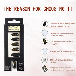 KissICON KissIcon Almond Press On Nails Cat Eye Design
