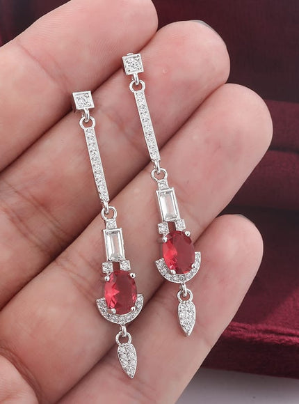 KissICON KissIcon Baguette Ruby Tassel Diamond Stud Earrings - S925