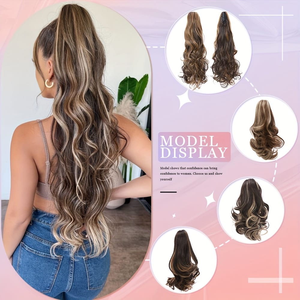 KissICON KissIcon Balayage Brown Ponytail Extension 18in Claw Clip