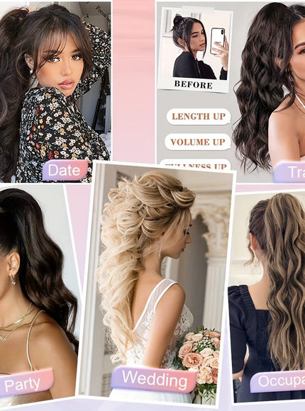 KissICON KissIcon Balayage Brown Ponytail Extension 18in Claw Clip