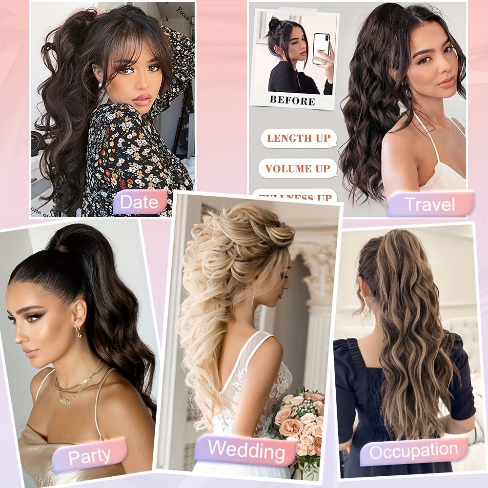 KissICON KissIcon Balayage Brown Ponytail Extension 18in Claw Clip