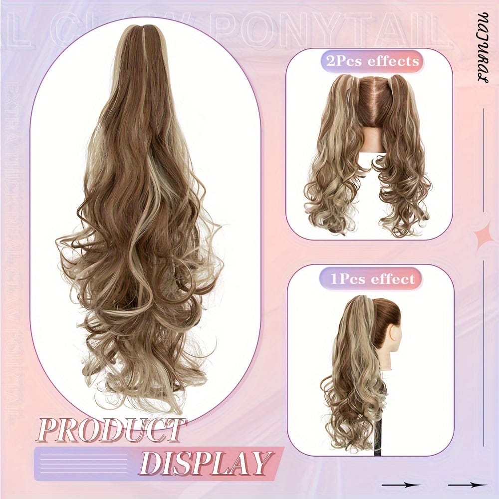 KissICON KissIcon Balayage Brown Ponytail Extension 18in Claw Clip