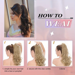 KissICON KissIcon Balayage Brown Ponytail Extension 18in Claw Clip