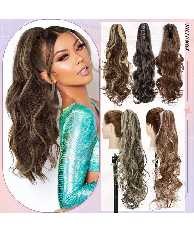 KissICON KissIcon Balayage Brown Ponytail Extension 18in Claw Clip