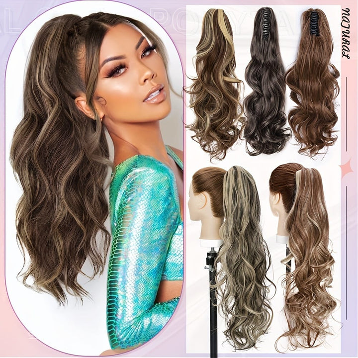 KissIcon Balayage Brown Ponytail Extension 18in Claw Clip