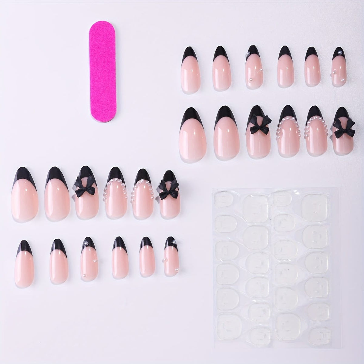 KissICON KissIcon Black French Tip Almond Nails - Glossy