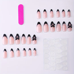 KissICON KissIcon Black French Tip Almond Nails - Glossy