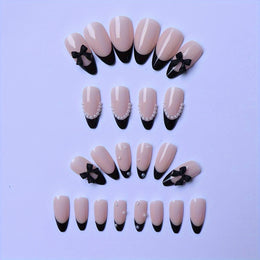 KissICON KissIcon Black French Tip Almond Nails - Glossy