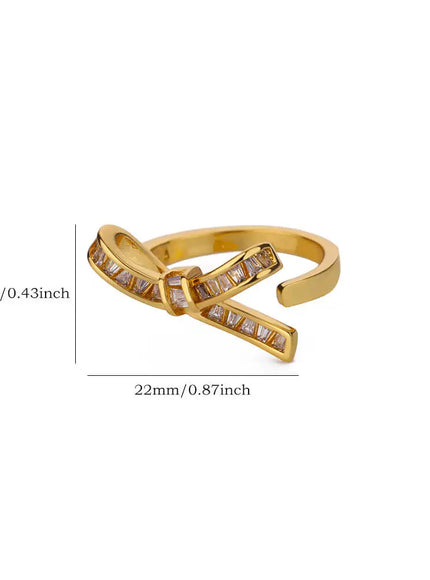 KissICON Kissicon Bling Bow Knot Ring – Stainless Zirconia