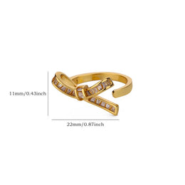 KissICON Kissicon Bling Bow Knot Ring – Stainless Zirconia