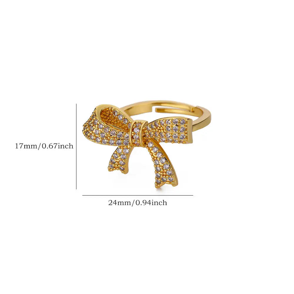 KissICON Kissicon Bling Bow Knot Ring – Stainless Zirconia