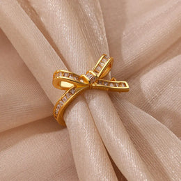 KissICON Kissicon Bling Bow Knot Ring – Stainless Zirconia