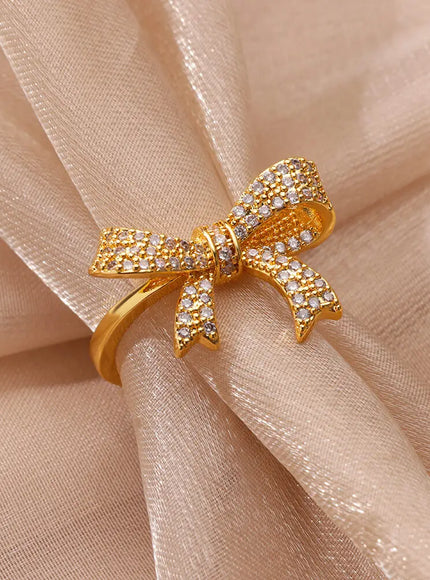 KissICON Kissicon Bling Bow Knot Ring – Stainless Zirconia