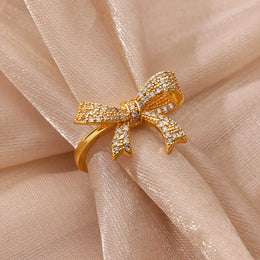 KissICON Kissicon Bling Bow Knot Ring – Stainless Zirconia