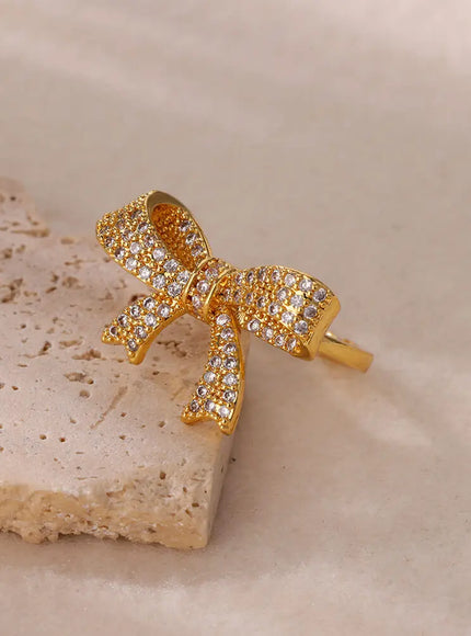 KissICON Kissicon Bling Bow Knot Ring – Stainless Zirconia