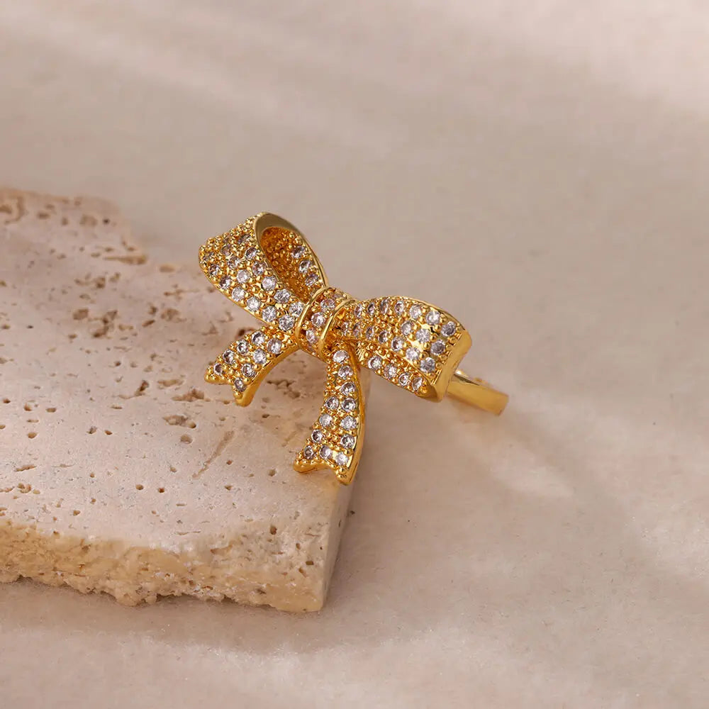 KissICON Kissicon Bling Bow Knot Ring – Stainless Zirconia