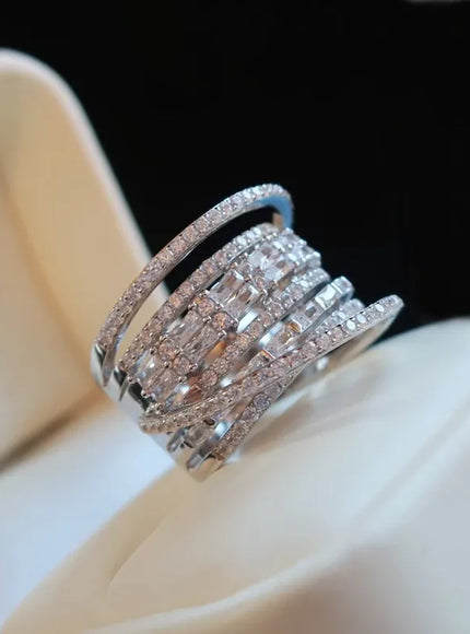 KissICON Kissicon Bling CZ Ring – Geometric Square Band
