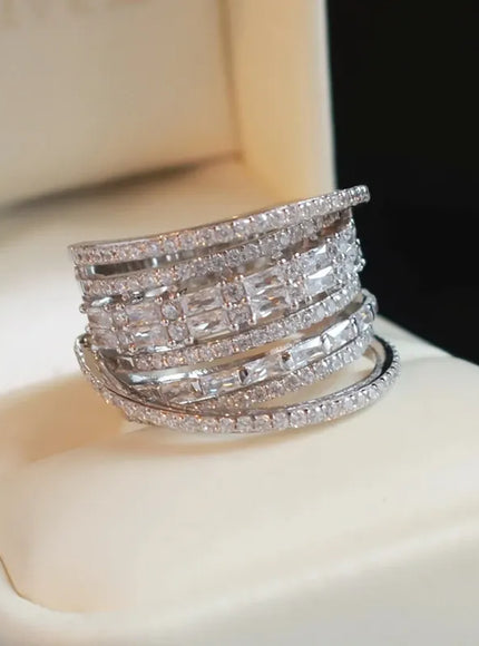 KissICON Kissicon Bling CZ Ring – Geometric Square Band