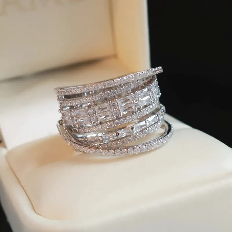 KissICON Kissicon Bling CZ Ring – Geometric Square Band