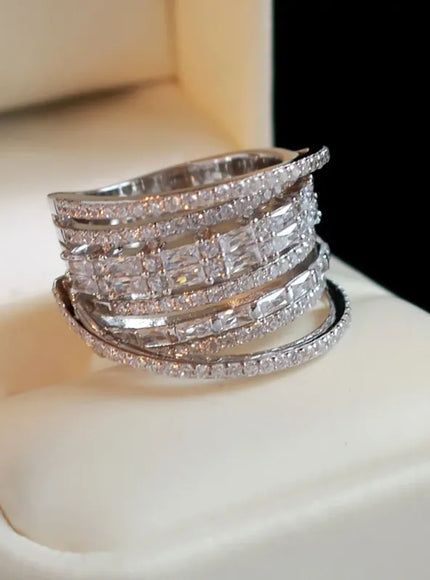 KissICON Kissicon Bling CZ Ring – Geometric Square Band
