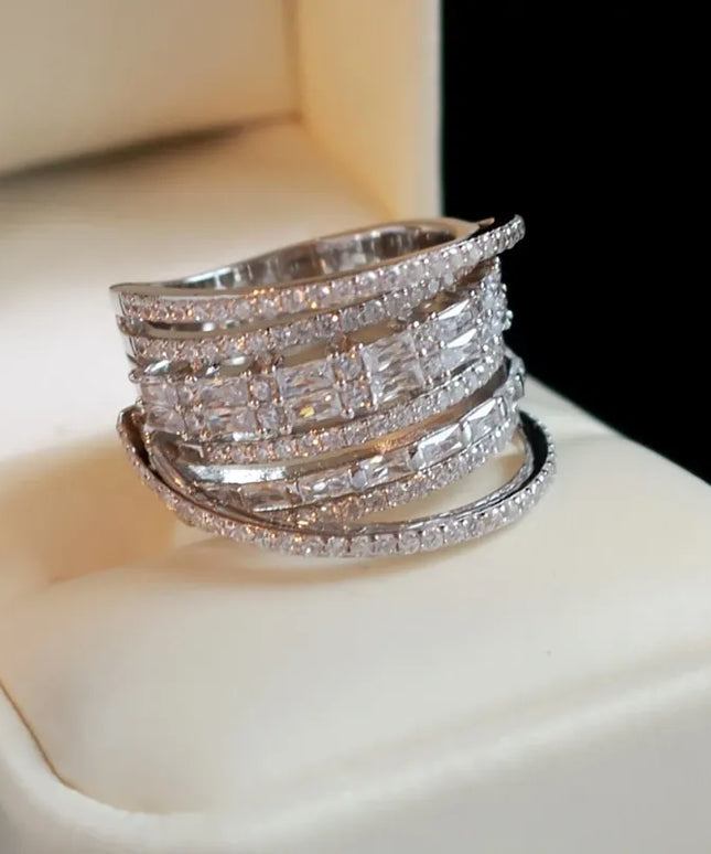 KissICON Kissicon Bling CZ Ring – Geometric Square Band