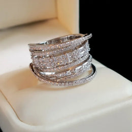 KissICON Kissicon Bling CZ Ring – Geometric Square Band
