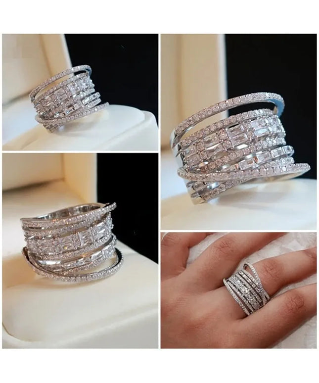 KissICON Kissicon Bling CZ Ring – Geometric Square Band