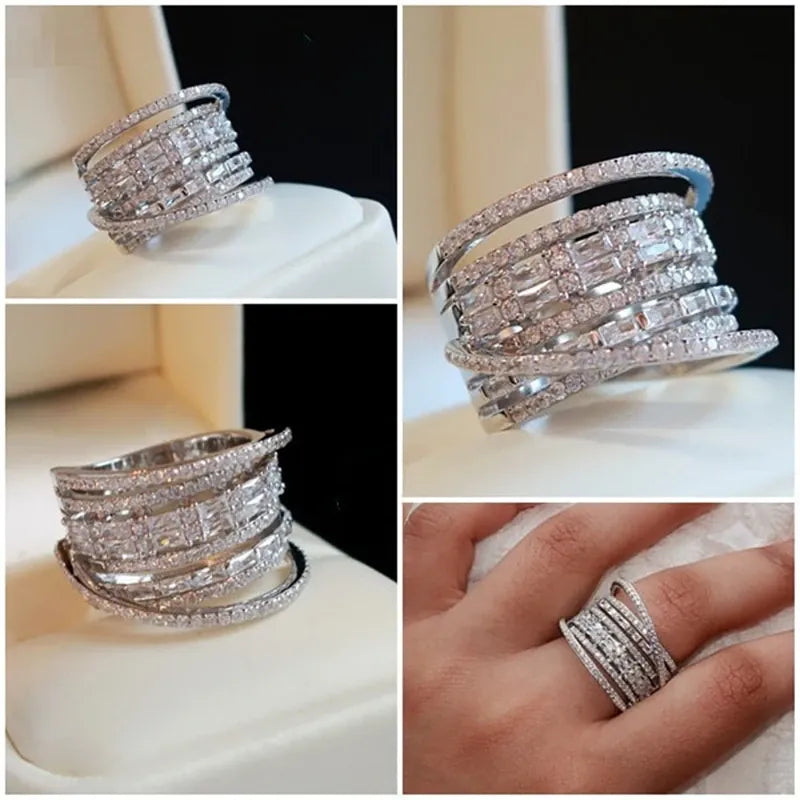 KissICON Kissicon Bling CZ Ring – Geometric Square Band