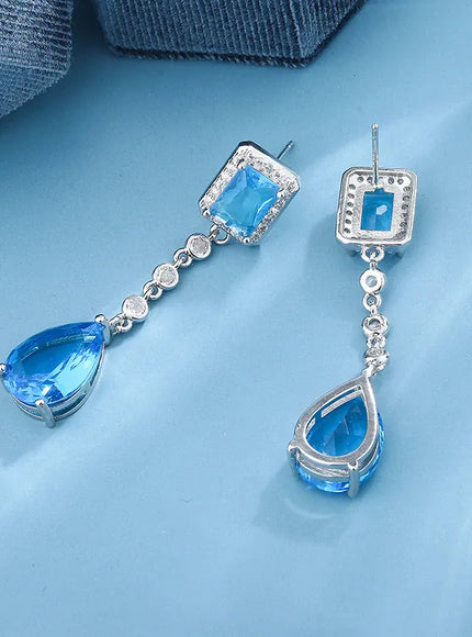 KissICON KissIcon Blue Crystal Zirconia Earrings - S925 Silver Plated
