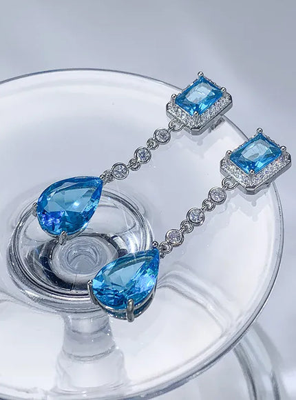 KissICON KissIcon Blue Crystal Zirconia Earrings - S925 Silver Plated