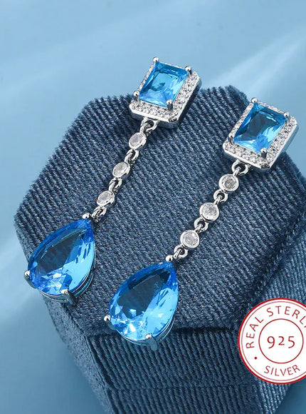 KissICON KissIcon Blue Crystal Zirconia Earrings - S925 Silver Plated