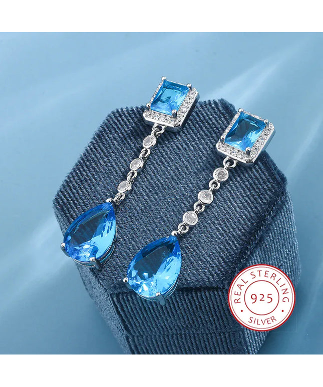 KissICON KissIcon Blue Crystal Zirconia Earrings - S925 Silver Plated