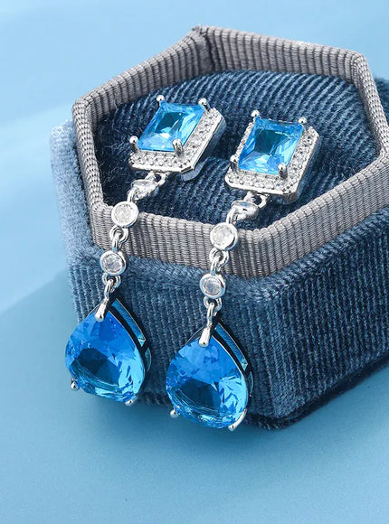 KissICON KissIcon Blue Crystal Zirconia Earrings - S925 Silver Plated