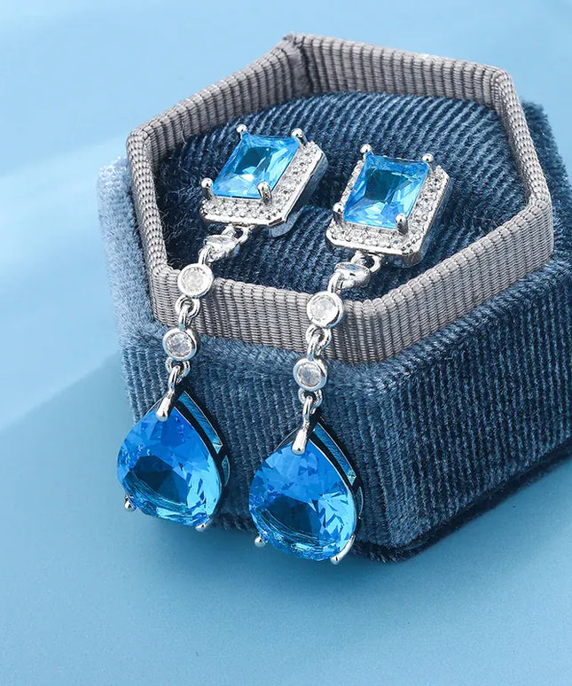 KissICON KissIcon Blue Crystal Zirconia Earrings - S925 Silver Plated