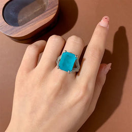 KissICON KissIcon Blue CZ Statement Ring For Women - Bold 925 Silver