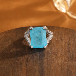 KissICON KissIcon Blue CZ Statement Ring For Women - Bold 925 Silver