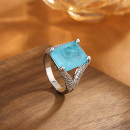 KissICON KissIcon Blue CZ Statement Ring For Women - Bold 925 Silver