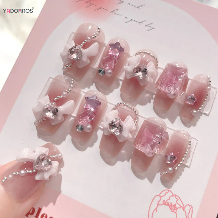 KissIcon Blush Pink Nails Pearl 3D Tips -