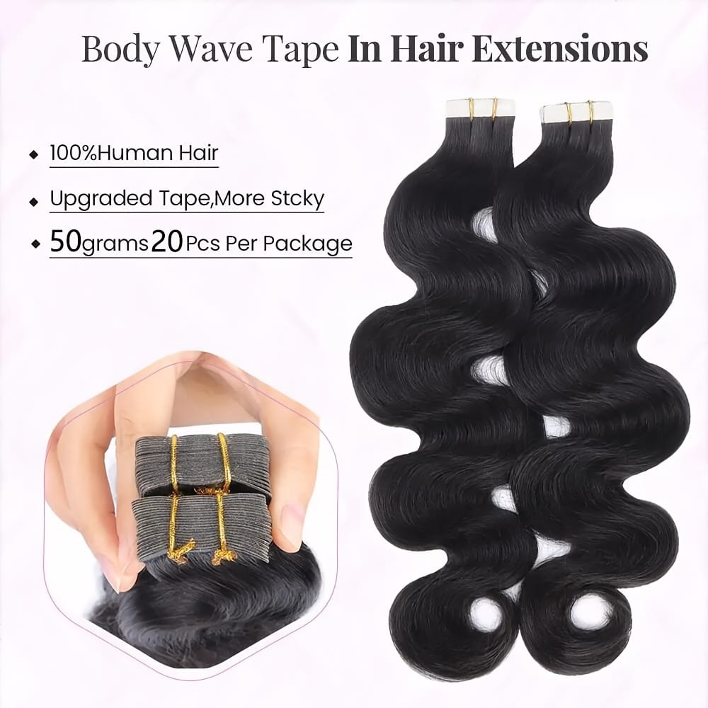 KissICON KissIcon Body Wave Tape In Extensions Natural Look