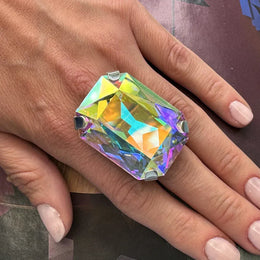 KissICON Kissicon Bohemian Blue Square Ring – Colorful Crystal