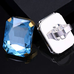 KissICON Kissicon Bohemian Blue Square Ring – Colorful Crystal