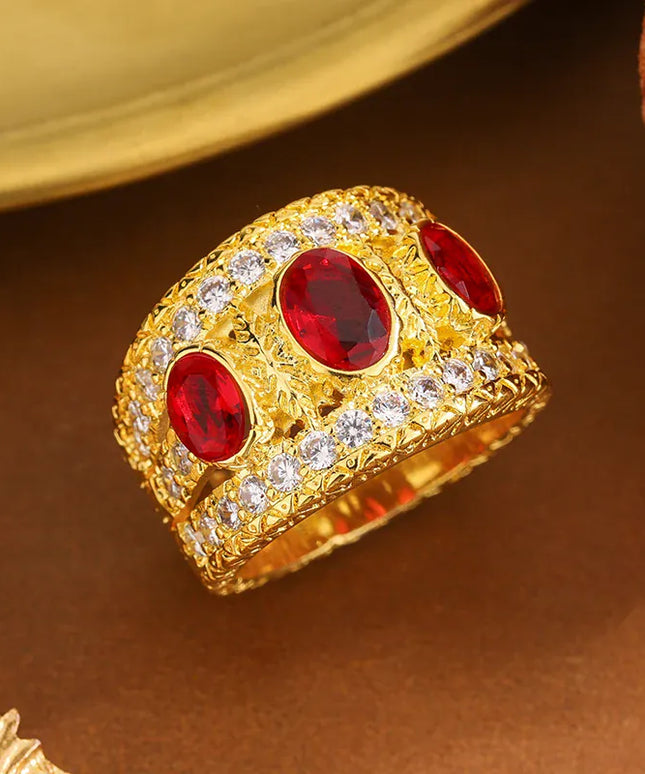 KissICON KissIcon Bohemian Style Ring - Red Ruby Valentines Day Gift