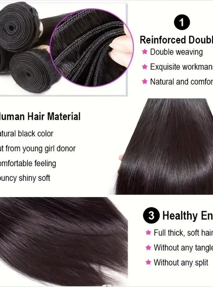 KissICON KissIcon Brazilian Straight Hair 3 Bundles - Double