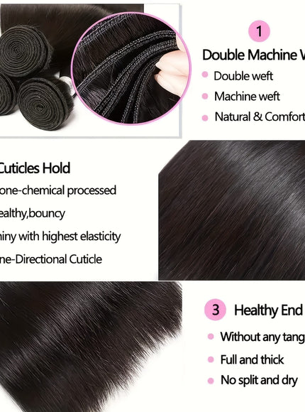 KissICON KissIcon Brazilian Straight Hair 3 Bundles Virgin Hair