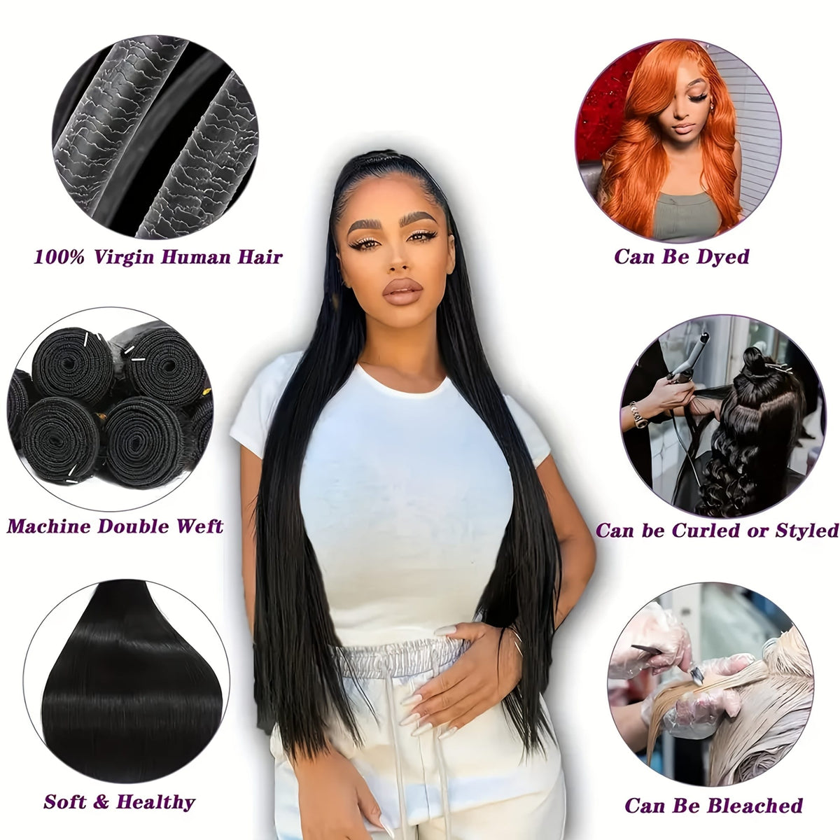 KissICON KissIcon Brazilian Straight Hair 3 Bundles Virgin Hair
