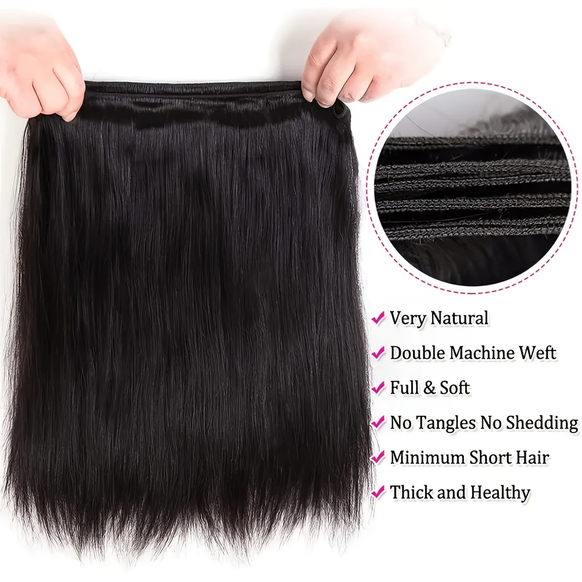KissICON KissIcon Brazilian Straight Hair 3 Bundles Virgin Hair