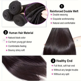 KissICON KissIcon Brazilian Straight Hair 3 Bundles Virgin Hair