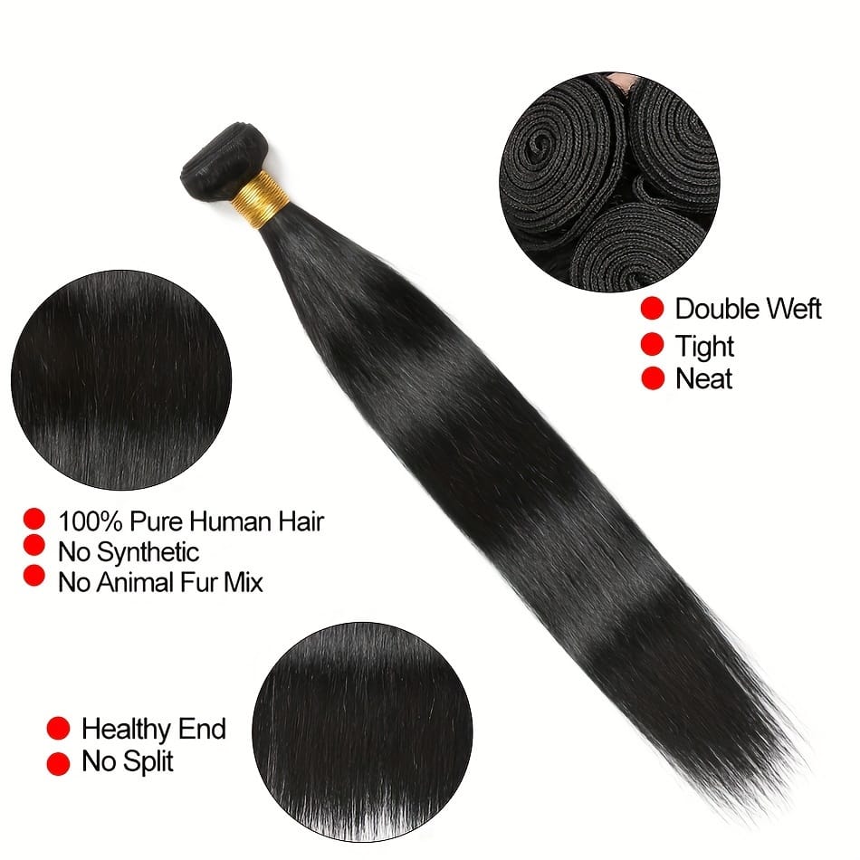 KissICON KissIcon Brazilian Straight Hair Bundles 12-26in - Natural