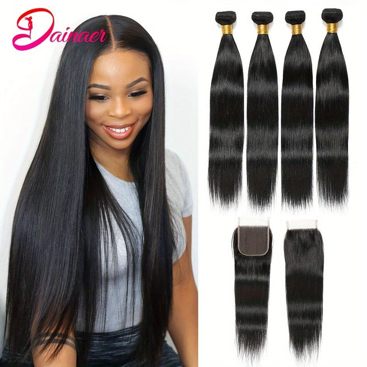 Kissicon Brazilian Straight Hair Bundles Lace Virgin Bra